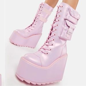 YRU | Pink Pearl Dune Desert Platform Boots